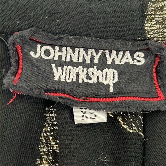 Johnny Was Workshop Womens Velvet Yoke & Metallic Leaf Print Bell Sleeve Top XS - Picture 9 of 10